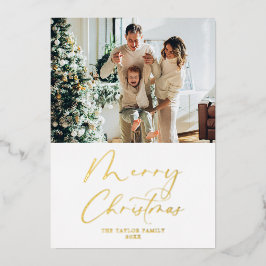 メリークリスマス写真ゴールドフォイルクリスマスカード 箔シーズンカード