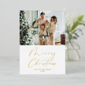 メリークリスマス写真ゴールドフォイルクリスマスカード 箔シーズンカード (立ち正面)