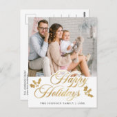 メリークリスマス写真ハッピーホリデーグリーティング ポストカード (正面/裏面)