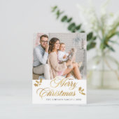 メリークリスマス写真ハッピーホリデーグリーティング ポストカード (スタンド正面)