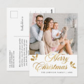 メリークリスマス写真ハッピーホリデーグリーティング ポストカード (正面/裏面)