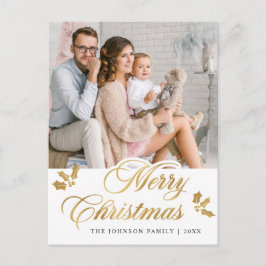 メリークリスマス写真ハッピーホリデーグリーティング ポストカード