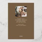 メリークリスマス写真ブラウン金ゴールド 箔シーズンカード (裏面)