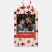メリークリスマス写真ミッドセンチュリーモダン ギフトタグ (正面)