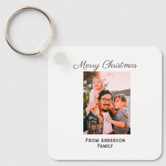 メリークリスマス写真モダンラブシンプルファミリーmo キーホルダー (正面)