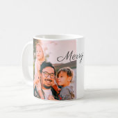メリークリスマス写真モダンラブシンプルファミリーmo コーヒーマグカップ (正面左)