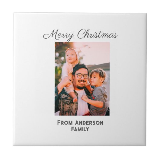 メリークリスマス写真モダンラブシンプルファミリーmo タイル (正面)