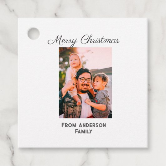メリークリスマス写真モダンラブシンプルファミリーmo フェイバータグ (正面)