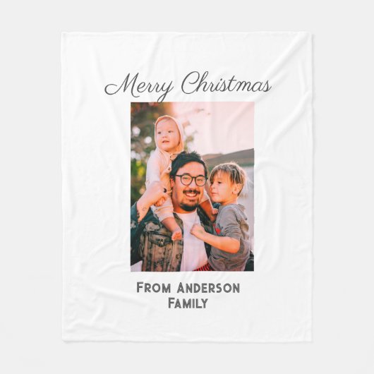 メリークリスマス写真モダンラブシンプルファミリーmo フリースブランケット (正面)