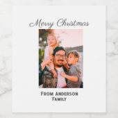 メリークリスマス写真モダンラブシンプルファミリーmo ワインラベル (シングルラベル)