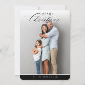 メリークリスマス写真モダン書道ブラック シーズンカード (正面)