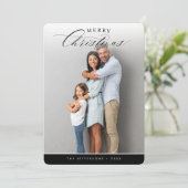 メリークリスマス写真モダン書道ブラック シーズンカード (スタンド正面)