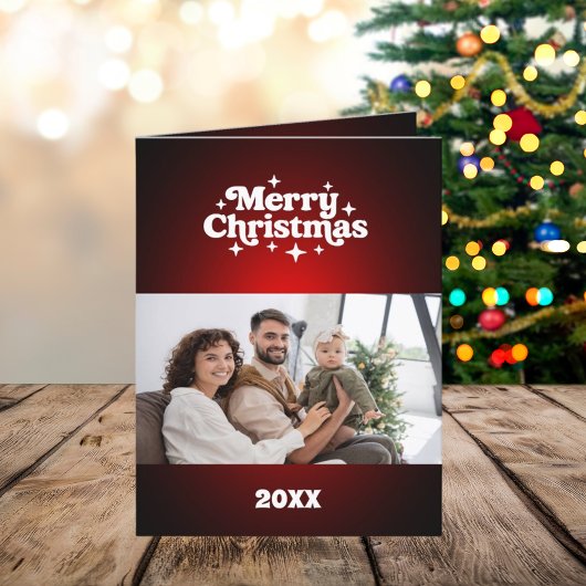 メリークリスマス写真レビュー中の赤い白い年 シーズンカード