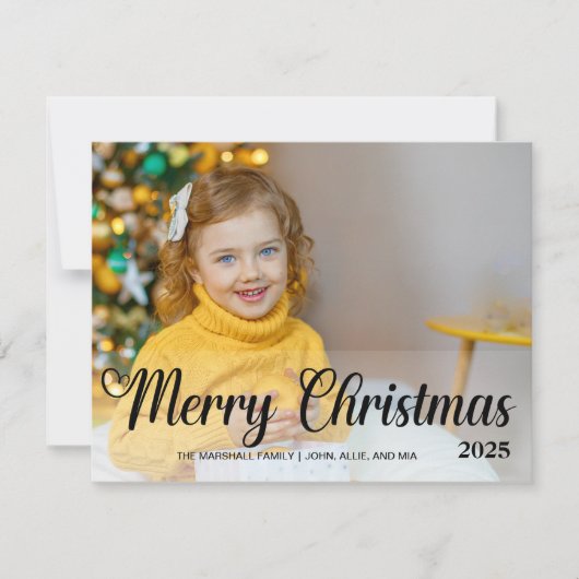 メリークリスマス写真年ポインセチア シーズンカード (正面)