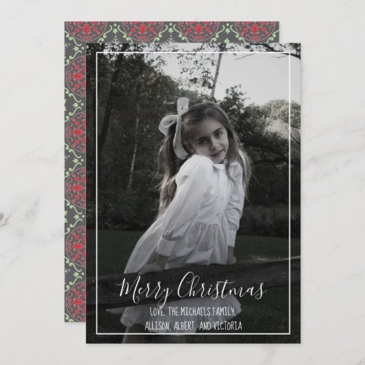 メリークリスマス写真書道台本のシンプル シーズンカード (正面/裏面)