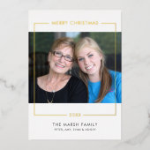メリークリスマス写真水平 – 金ゴールド縁ど 箔シーズンカード (正面)