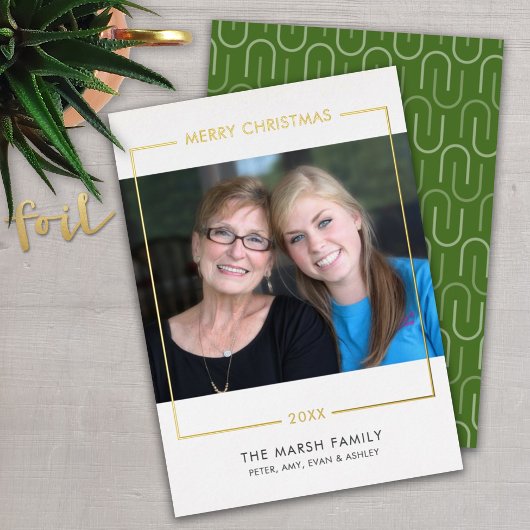 メリークリスマス写真水平 – 金ゴールド縁ど 箔シーズンカード