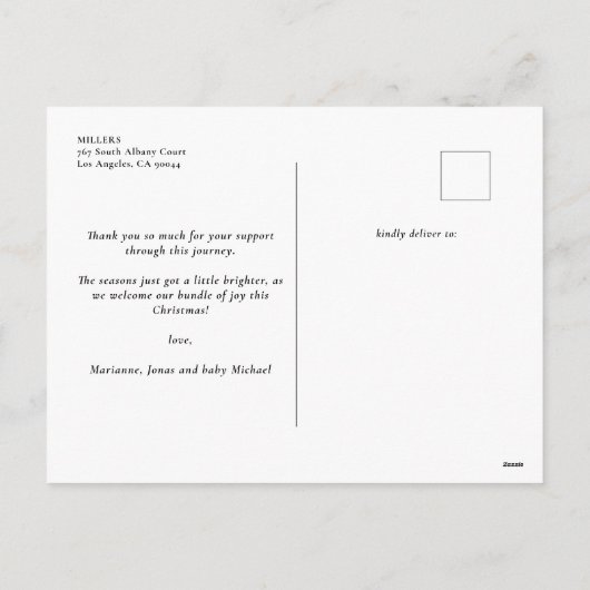 メリークリスマス写真誕生発表 シーズンポストカード (裏面)