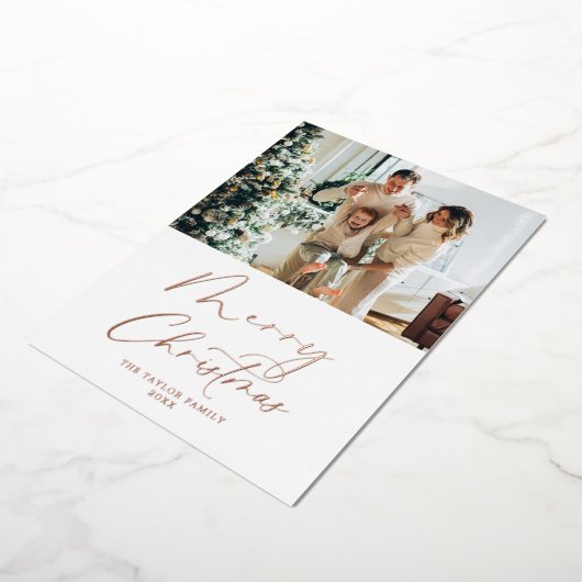 メリークリスマス写真赤面ホイルクリスマスカード 箔シーズンカード (回転した状態)