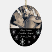 メリークリスマス写真雪片 セラミックオーナメント (右)
