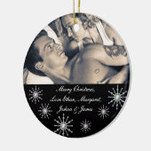 メリークリスマス写真雪片 セラミックオーナメント (左)