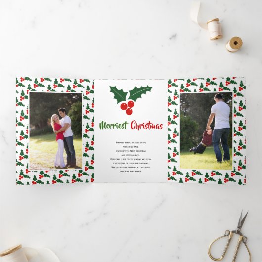 メリークリスマス写真 三つ折りクリスマスカード (内部)