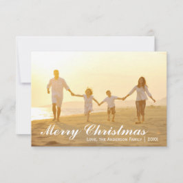 メリークリスマス写真（緑の点付き） - 3x5カード 招待状