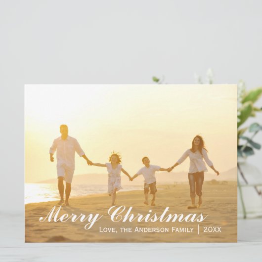 メリークリスマス写真（緑の点付き） - 6 x 8カード シーズンカード (スタンド正面)