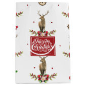 メリークリスマス冬のアイドルのパタパーソナライズされたーン ミディアムペーパーバッグ (正面)