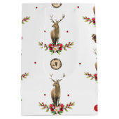 メリークリスマス冬のアイドルのパタパーソナライズされたーン ミディアムペーパーバッグ (裏面)