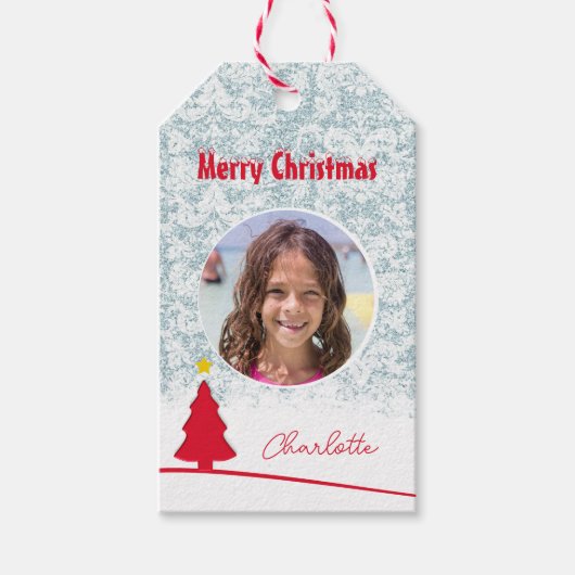 メリークリスマス冬のイラストレーション写真 ギフトタグ (正面)