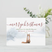 メリークリスマス冬のキツネカップルの写真 シーズンカード (スタンド正面)