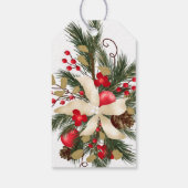 メリークリスマス冬のフローラブーケの水色 ギフトタグ (裏面)