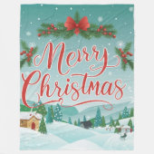 メリークリスマス冬のワンダーランドの風景 フリースブランケット (正面)