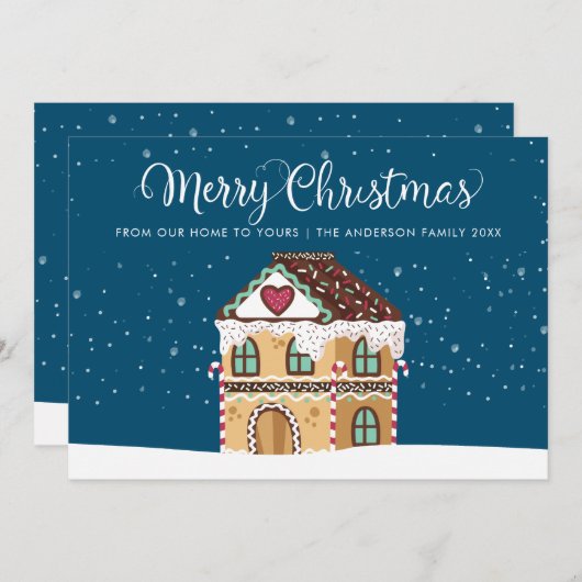 メリークリスマス冬の休暇ジンジャーパン シーズンカード (正面/裏面)