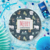 メリークリスマス冬の動物のパタ素朴ーン ペーパープレート (パーティー)