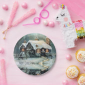 メリークリスマス冬の夜 ペーパープレート (パーティー)