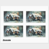 メリークリスマス冬の夜 長方形シール (シート)