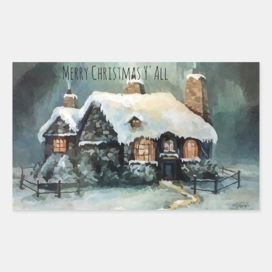 メリークリスマス冬の夜 長方形シール (正面)