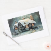 メリークリスマス冬の夜 長方形シール (封筒)