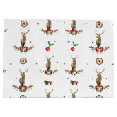 メリークリスマス冬の怠け者パーソナライズされた鹿 ラージペーパーバッグ (裏面)