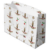 メリークリスマス冬の怠け者パーソナライズされた鹿 ラージペーパーバッグ (裏面アングル)