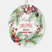 メリークリスマス冬の果実の松のリース写真 セラミックオーナメント (左)