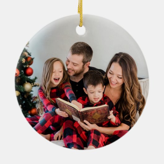 メリークリスマス冬の果実の松のリース写真 セラミックオーナメント (裏面)