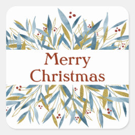 メリークリスマス冬の枝フレーム スクエアシール