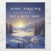 メリークリスマス冬の森の日の出風景 ワインラベル (シングルラベル)