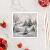メリークリスマス冬の森の風景 スタンダードカクテルナプキン (インサイチュ)