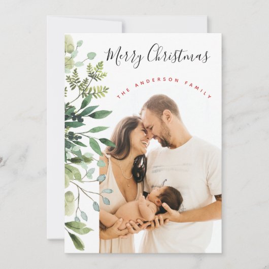 メリークリスマス冬の植物エレガント写真 シーズンカード (正面)
