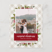 メリークリスマス冬の緑の写真 シーズンポストカード (正面)