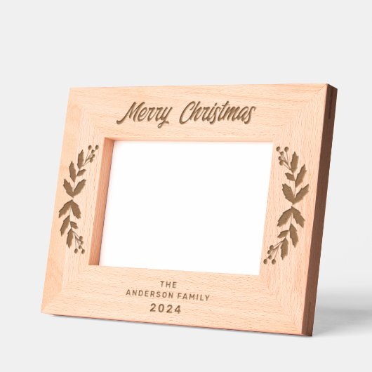 メリークリスマス冬の緑の果実レーザー レーザー彫刻フレーム (左)